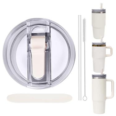 Imagem de Tampa de substituição à prova de vazamento com canudo - Apto para Stanley ProTour Quencher e Quencher H2.0 copo de 590 ml, 850 g (creme-A, 590 ml e 850 g)