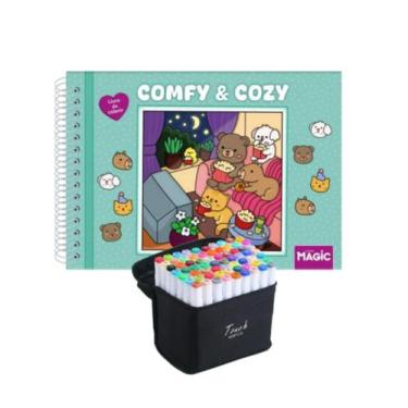 Imagem de Kit de Canetinhas Coloridas 60 Unidades + Livro Para Brincar e Pintar 