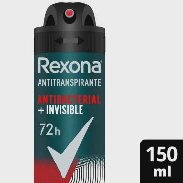 Imagem de Desodorante antitranspirante aerosol masculino rexona antibacterial + invisible 72 horas 150ML