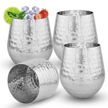 Imagem de American Ayurveda Canecas duráveis de aço inoxidável de calibre pesado de 500 ml – parede única, grau alimentício, livre de BPA e chumbo, resistente à ferrugem, conjunto de 4 (alto polimento)