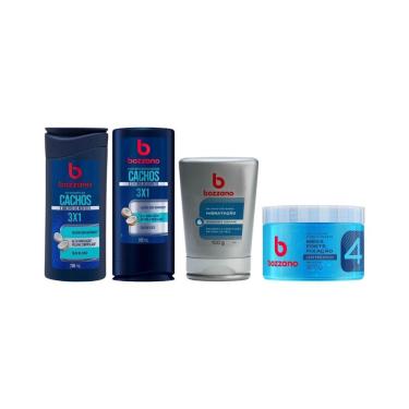 Imagem de Kit Bozzano Shamp + Cond Cachos + Gel Barba Hidrat + Gel Fix Azul