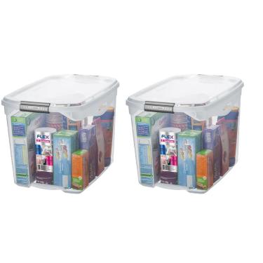 Imagem de Kit 2 Caixas Organizadora Plástica Transparente 36L Sanremo