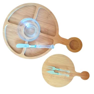 Imagem de Tábua Petisqueira com Espátulas Para Queijos e Porta Patês 5 Peças - Saldão