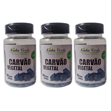 Imagem de Kit 3 Status Verde Carvão Vegetal - 180 Cápsulas 500 mg