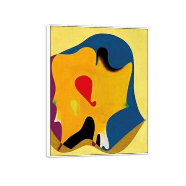 Imagem de Joan Miró Imagem de arte de parede em tela - reprodução de obras de arte famosas abstratas - pinturas com moldura branca para decoração de sala de estar (cabeça do homem 2) 20 x 25 cm - 8 x 10 pol
