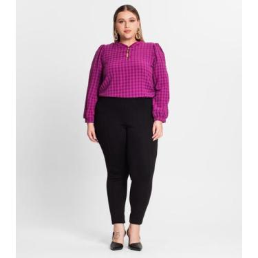 Imagem de Blusa Plus Size Em Air Flow Xadrez Secret Glam Roxo, Plus G2, Roxo