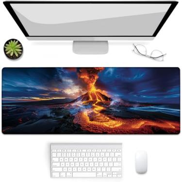 Imagem de VANZEV Volcano Eruption Gaming Mouse Pad, Mouse Pad, Tapete de mesa, Base de Borracha Antiderrapante Mousepads para Computadores, Laptop, Escritório, Escola, Acessórios de Casa Presentes 80 cm x 30 cm