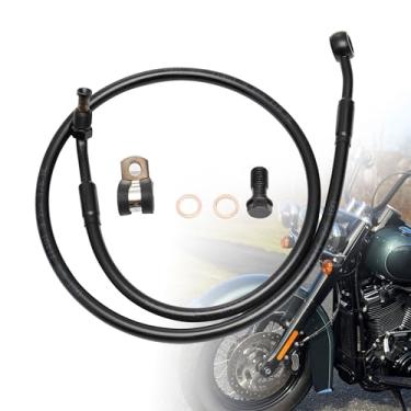 Imagem de TIGERSGATE Mangueira hidráulica estendida de linha de freio frontal Softail de 35,56 cm de aço de vinil preto trançado para Harley ABS Softail Fat Street Bob Bad Boy Low Rider Slim...