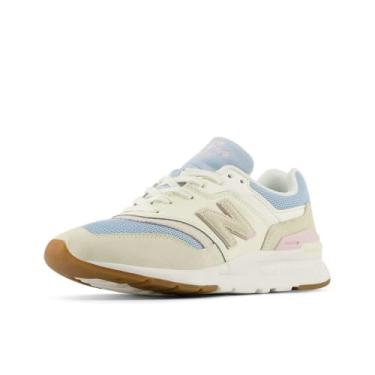 Imagem de New Balance Tênis feminino 997H V1, Angorá/azul cromado claro/açúcar rosa, 41