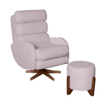 Imagem de Poltrona Amamentação Maitê Premium Com Balanço Puff Redondo - Bebê Com