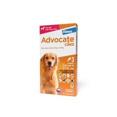 Imagem de Antipulgas Advocate para Cães 10 até 25 Kg 2,5mL - 3 bisnagas - Elanco