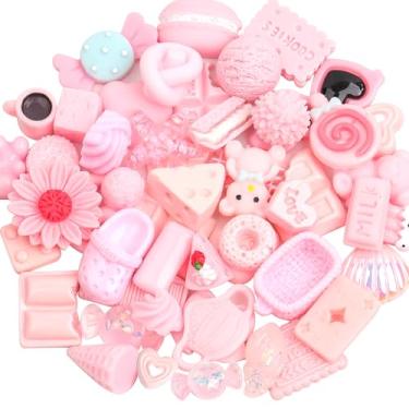 Imagem de YAKA 50 peças multicoloridas, enfeites de resina, artigos de scrapbook, artesanato, aplique de fundo plano, enfeites artísticos, decorações de geleca, berloques de geleca