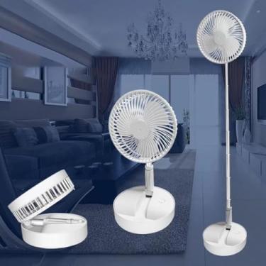 Imagem de JusirHe Ventilador, Dobrável E Portátil, Piso Retrátil/Ventilador USB, Bateria Recarregável 7200mAh, Ultra-silencioso, Altura E Cabeça Ajustáveis, Adequado Para Escritório, Família,