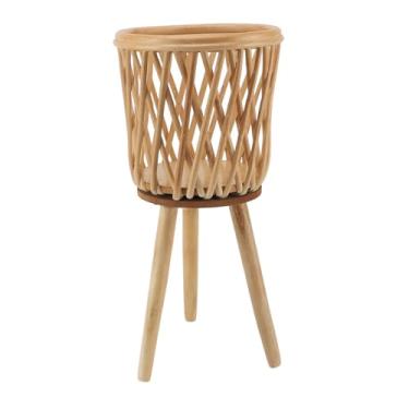 Imagem de Plant Basket Stand para Sala de Estar, Suporte de Flor de Madeira de Estilo Nórdico Com Design e Limpo, Melhor para Escritório ou Pátio, Feito de Madeira Maciça para um Sabor