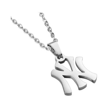 Imagem de Uplift Us Marketplace Banhado a ouro 18 K - Colar de prata New York com pingente de aço inoxidável, corrente de elos com pingente de NY, acabamento altamente polido, ideia de presente, Medium, Aço