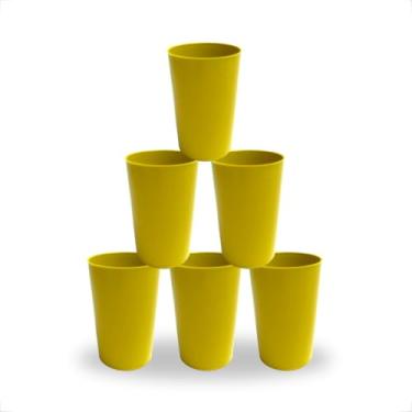 Imagem de Kit 4 Copos Plásticos Coloridos 200ml Infantil Reutilizável p/Merenda Escolar e Festas (Amarelo)