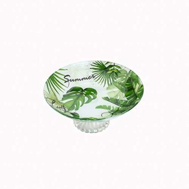 Imagem de CENTRO DE MESA VIDRO C/PÉ LEAVES VERDE 26cm