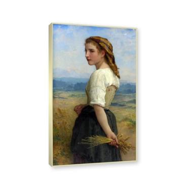 Imagem de Moldura dourada champanhe. Impressões de arte William Adolphe Bouguereau - Pintura de retrato - (meninas 10) - Pôster temático de mitologia grega - Pôster de decoração de parede vintage. 40 x 68 cm