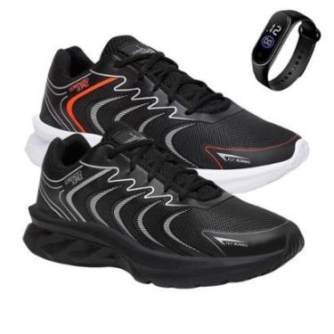 Imagem de Kit 2 Tênis Masculino Caminhada Academia Treino Leve Resistente + Relógio-Masculino