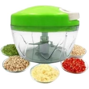 Imagem de Mini Triturador e Processador Manual de Alimentos com 3 Lâminas – Ideal para Cebolas, Ervas, Frutas, Legumes, Nozes e Carnes (Modelo ZG-075 / CX-108)