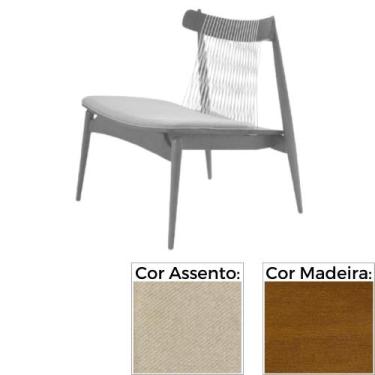 Imagem de Poltrona MH-3782 Herval Madeira Amêndoa Assento Estofado Bege C