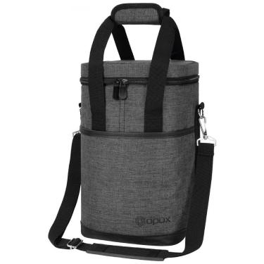 Imagem de Bolsa Térmica Para Transporte de Vinhos OPUX até 4 Garrafas, Cinza Escuro