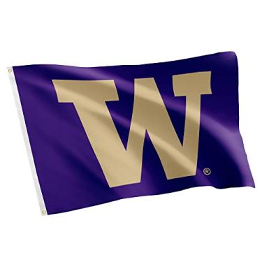 Imagem de Desert Cactus University of Washington Flag U of W UW Huskies Husky Flags Banners 100% Polyester Indoor Outdoor 3x5 (Design K)