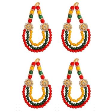 Imagem de Conjunto de 4 Malas para Laddu Gopal/Devi Maa/Radha Krishna/Indiano Tradicional Holi Festival Deusa Deus Conjunto Joias Deidades Estátua Ídolo de Deus (Tamanho: - 9 cm) (Cor: -Verde, Vermelho e