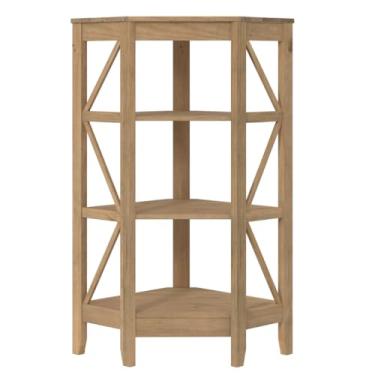 Imagem de Estante de Canto em Madeira Maciça com 3 Nichos Marrom Antique