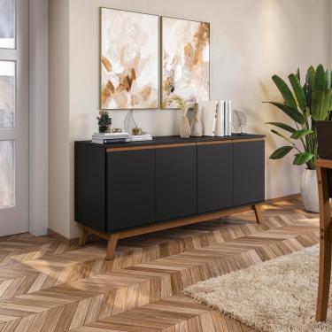 Imagem de Aparador Kappesberg 4 Portas Preto Fosco 156cm