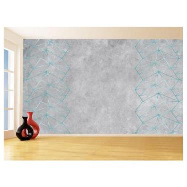 Imagem de Papel De Parede Concreto Linhas Azul Turquesa 3,5M Kkt285 - Você Decor
