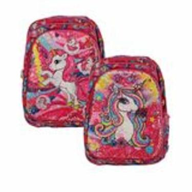Imagem de Mochila Escolar Infantil Costa Com Led e Lantejoula Unicórnio Rosa - S