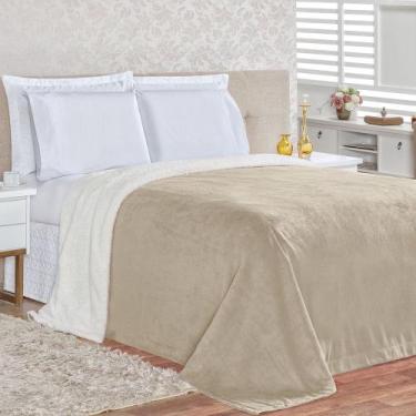 Imagem de Cobertor Casal King Alaska Sherpa e Manta Microfibra 1 Peça - Cáqui - 