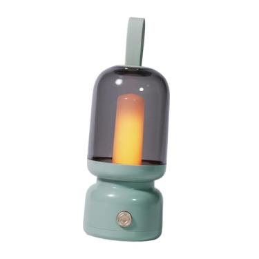 Imagem de IEUDNS Luminária de mesa sem fio, luz noturna, sala de estar para festas com alça, mesa de cabeceira para quarto, à prova d'água, LED, estilo vintage, Verde