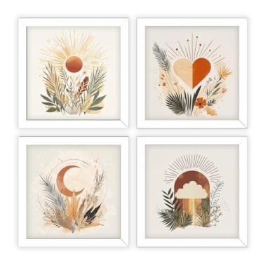 Imagem de Conjunto de 4 porta-retratos, 18x18 cm, sala de estar, banheiro, vidro (Branco)