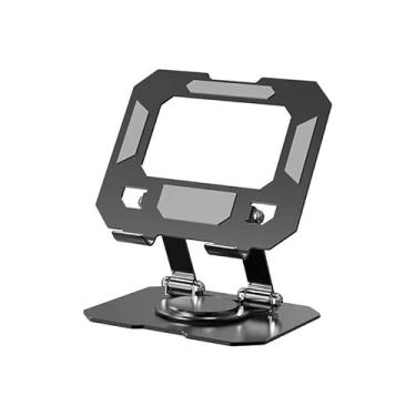Imagem de Suporte para Tablet em Aço Carbono Com Metal Resistente Apoio para Mesa Pedestal Portátil Dobrável Articulado Base Rotativa 360º Ajustável para iPad iPhone Celulares 4" a 13" (Preto)