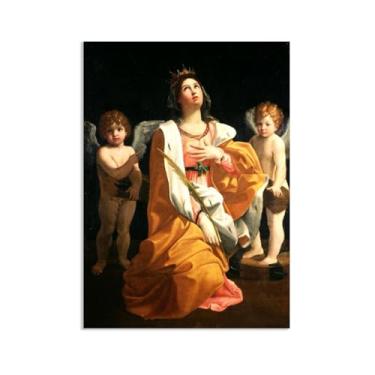 Imagem de Zeichn8u Pinturas famosas em tela, Santa Catarina de Alexandria, reproduções de pintura a óleo de pôster, arte de parede em tela giclée, para sala de estar, escritório, presentes 100 x 70 cm (33 x 28