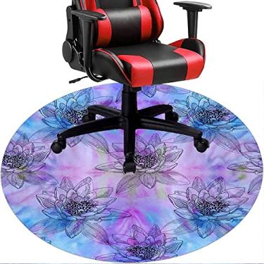 Imagem de Tapete de cadeira de escritório com flores, textura de flor, tapete de cadeira de mesa para piso de madeira de escritório em casa, protetor de piso de pilha baixa, redondo de 91 cm