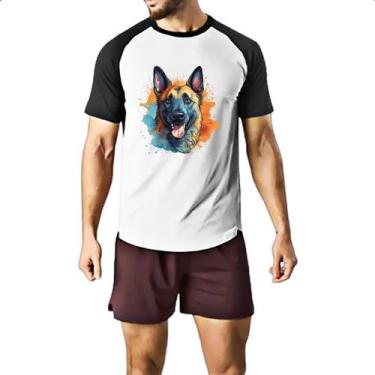Imagem de Camiseta Raglan Pastor belga Watercolor Arte - Alearts, EG
