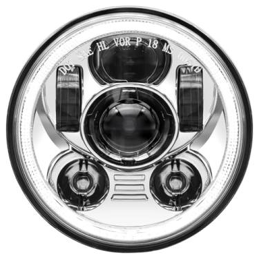 Imagem de ToKnoMe Farol de LED 14.6 cm Halo DRL compatível com Harley Davidson Dyna Sportster Iron 883 1200 Low Rider XLH883 Super Glide Softail Custom XLH1200 Forty-Eight SuperLow(Chrome)