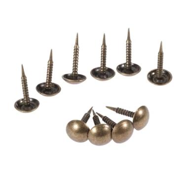 Imagem de 100 peças de pregos de estofamento de ferro parafusos de ferro pinos vintage tachas de rosca bronze antigo 8 mm x 15 mm caixa de joias para sofá ferragens