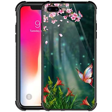 Imagem de Goodsprout Capa compatível com iPhone 8 para iPhone SE 2020, estampa de borboleta, flor, primavera, para meninas, design de imagem à prova de choque, antiarranhões, capa traseira rígida de
