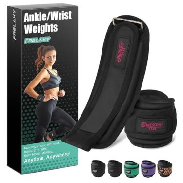 Imagem de Frelaxy Conjuntos de pesos de tornozelo para mulheres, homens e crianças, 450 g, 1,4 kg, pares com alças ajustáveis, peso pesado para fisioterapia, corrida, caminhada, fitness, academia (preto/rosa
