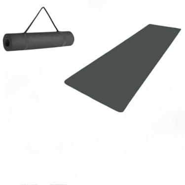 Imagem de Tapete Yoga Mat 1,70mx55cmx10mm Confortável Grosso Colchonete Tatame Exercício em Casa-Adequado para home treinos com almofadas(Preto,Com Alça)