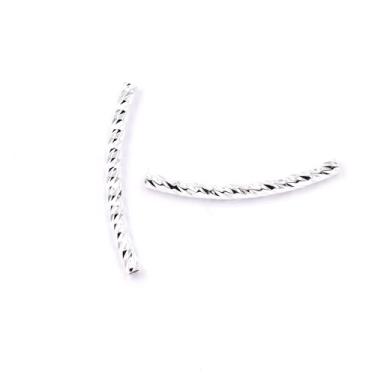 Imagem de Malahill Contas curvas para fabricação de joias 50 peças 2 * 30 mm prata