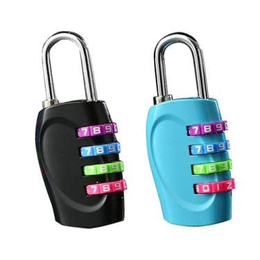 Imagem de 2 cadeados de 4 dígitos com combinação de cadeados redefiníveis à prova de intempéries para academia, academia, academia, academia, uso ao ar livre