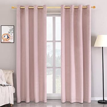 Imagem de Cortinas de veludo luxuosas super macias para sala de estar, painéis de cortina de veludo com bloqueio de luz, cortinas de janela com ilhós de privacidade para quarto/porta de vidro deslizante, 2