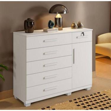 Imagem de Cômoda Milão 6 Gavetas 1 Porta Benetil Móveis - Branco