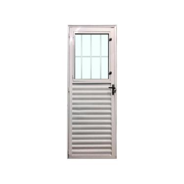 Imagem de Porta Social Branco D 210x80 Linha 25 Esmeralda Vidro Liso