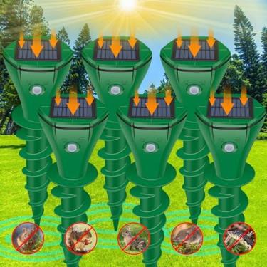 Imagem de Repelente de toupeira HianiFri ultrassônico movido a energia solar, pacote com 6